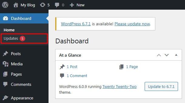 update wordpress website software